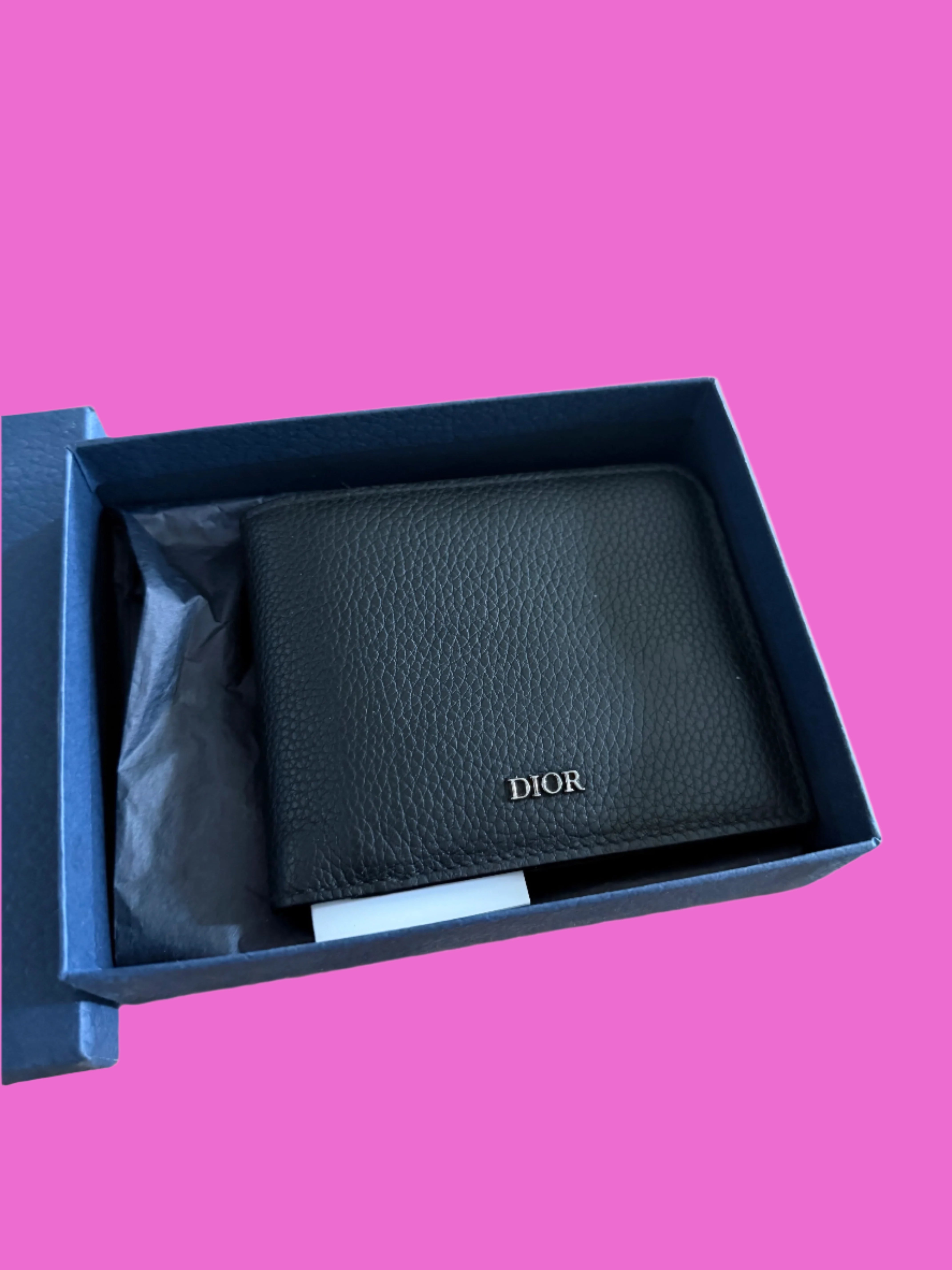 Dior Icon Bifold Wallet Black Grained Calfskin