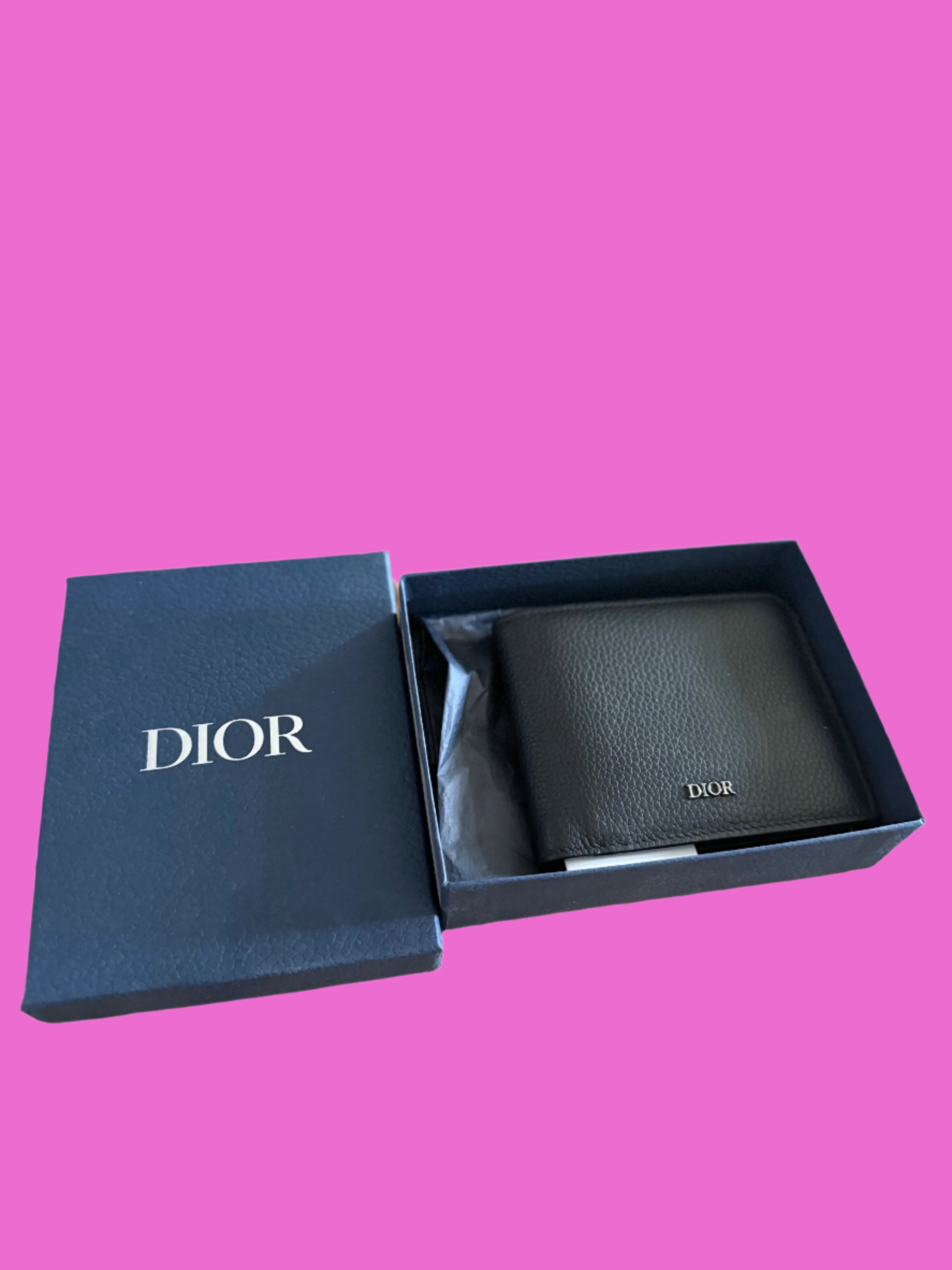 Dior Icon Bifold Wallet Black Grained Calfskin