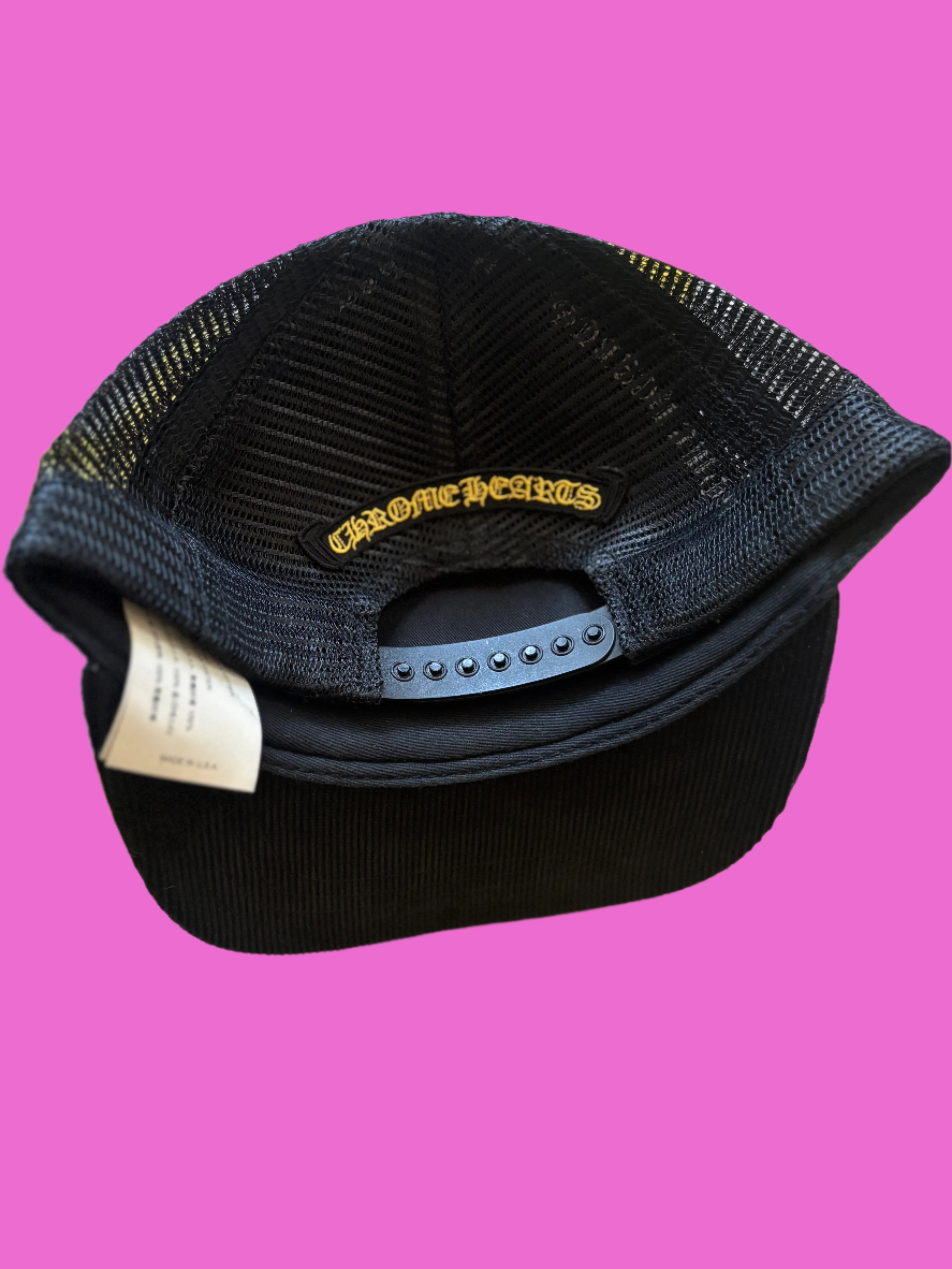 Chrome Hearts Hollywood Corduroy Trucker Hat 'Black/Gold'