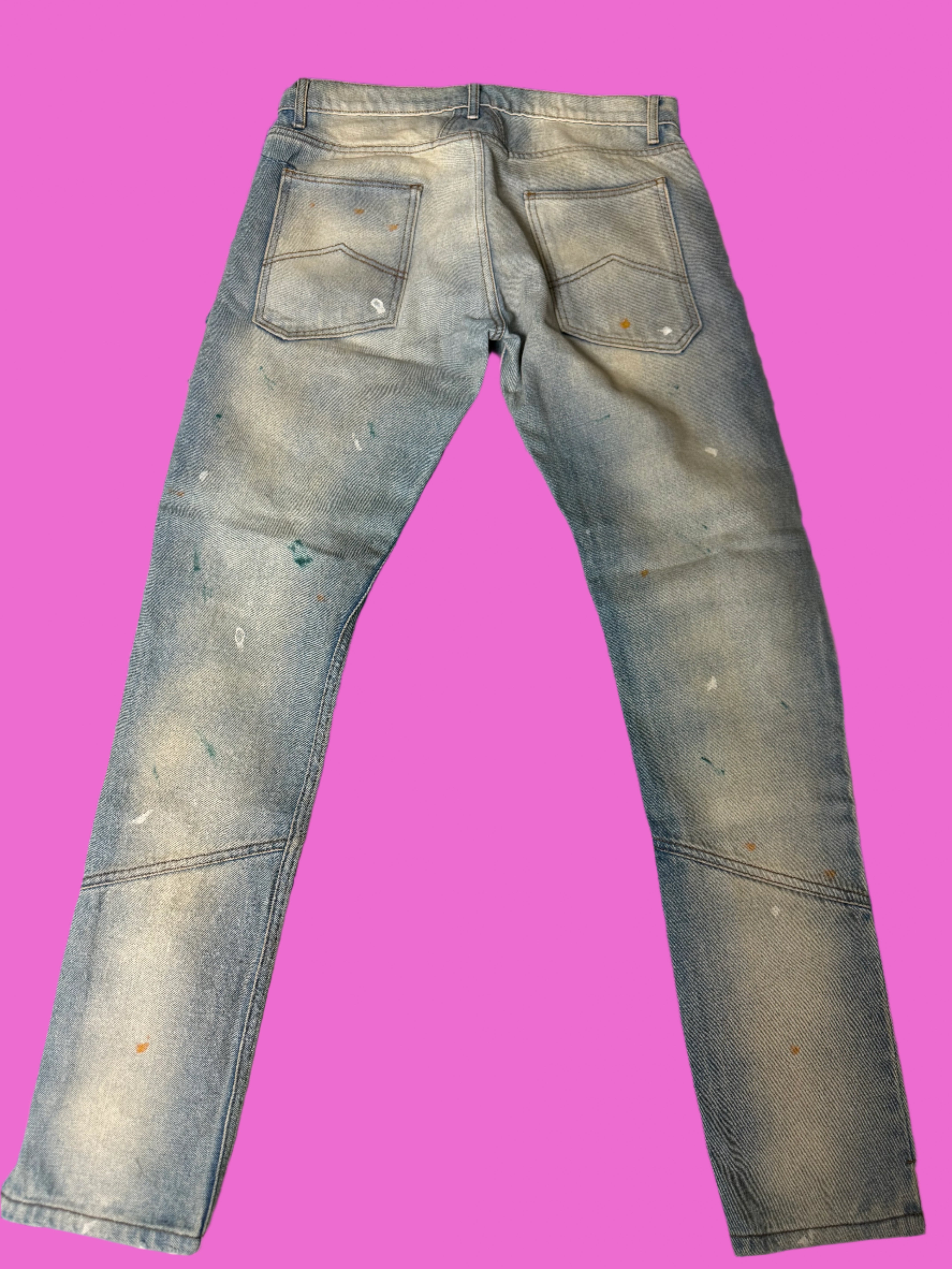 Rhude Slim-Fit Distressed Paint Splattered Denim Jeans